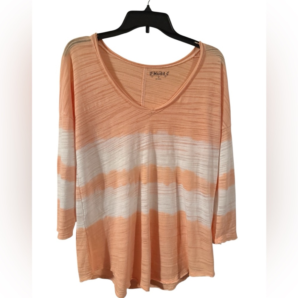 Mudd Women's Peach and White shear oversized Striped size medium